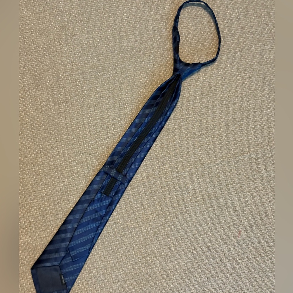 Pre-Tied Zipper Mens Tie For Men Woven Necktie Neckties One Size Navy Blue - Picture 4 of 7